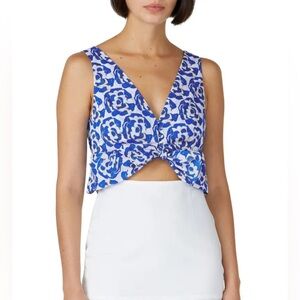 Thakoon x Rent the Runway Blue Floral Ruffle Crop Top - Size 0